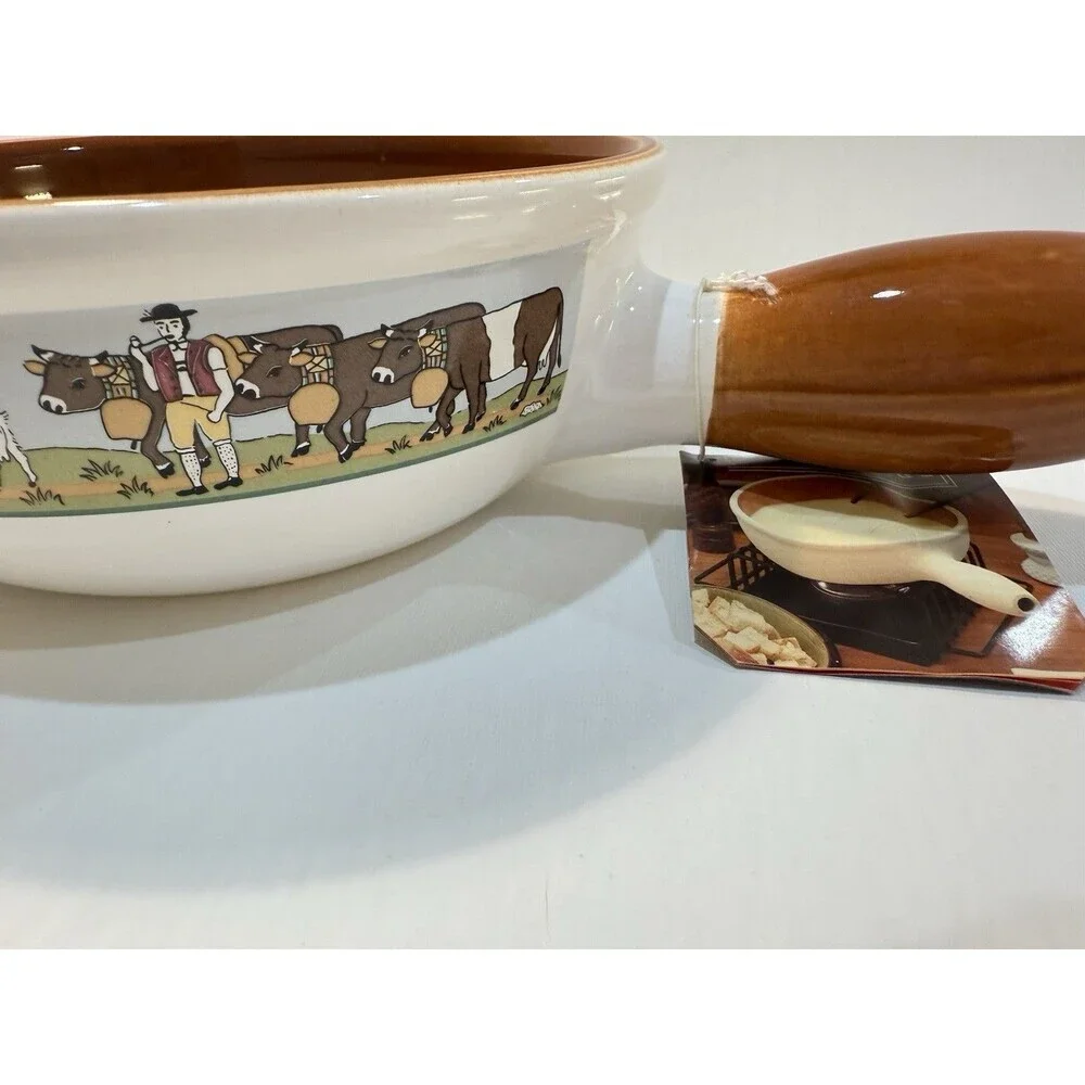 Landert 22 Fondue Pot Swiss Pottery Stoneware MCM 8.5